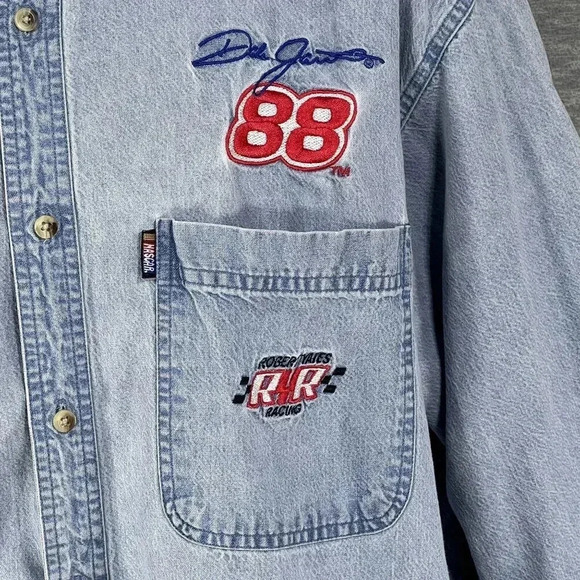 Competitors View Mens L Dale Jarrett #88 NASCAR Vintage Denim Shirt 100% Cotton - Picture 7 of 16